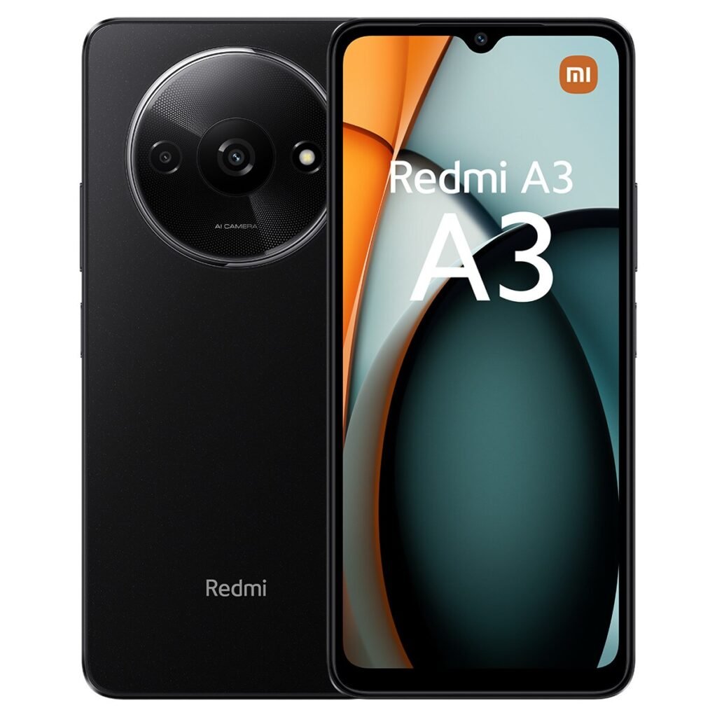 Olvida gastar un dineral en un móvil: pantallas enormes y baterías infinitas Imagen que muestra el Redmi A3 por delante y por detrás