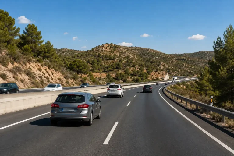 La DGT avisa de que la edad media de los coches en España aumenta hasta los 15 años de media por la importación del coche usado de Europa. En la imagen se ve una carretera con coches circulando.