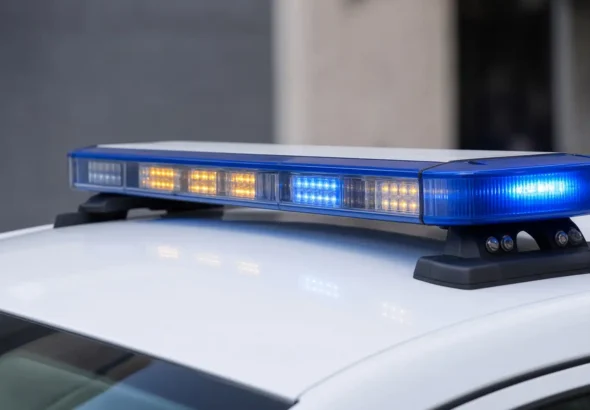 Detenido Zaragoza investigación policial representada con las luces de un vehículo de emergencia