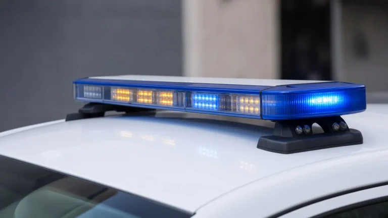 Detenido Zaragoza investigación policial representada con las luces de un vehículo de emergencia