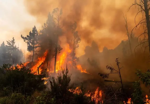 Recreación digital del incendio forestal que hubo en los montes de la Vall de Uxó y la Sierra de Espadán