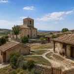 Recreación digital del pueblo elegido por la NASA , Villalibado en Burgos, para retransmitir el eclipse solar de España del 12 de asgosto