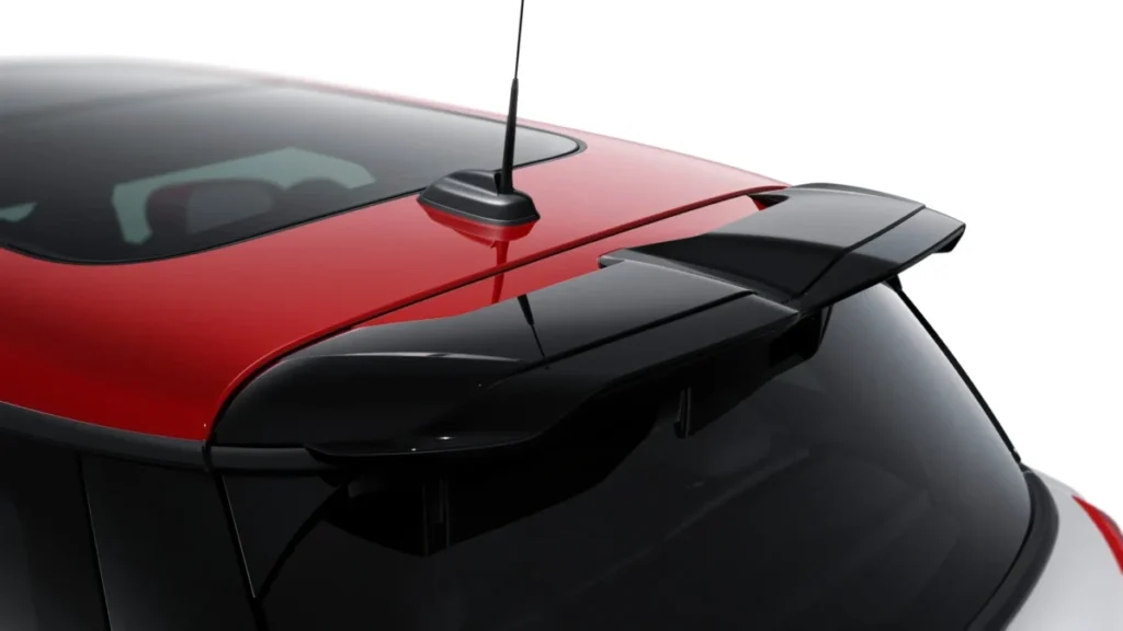 Imagen de los detalles de los accesorios oficiales para la parte exterior de MINI de color rojo