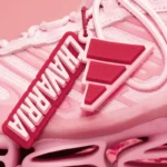 Las nuevas adidas Originals x Willy Chavarria Pink Megaride AG vistas de lateral con detalles en los cordones