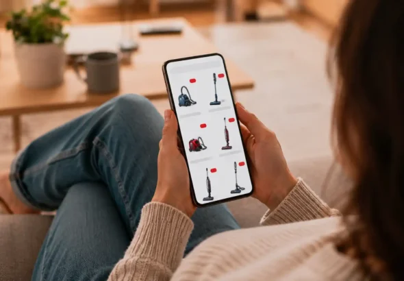 Amazon segunda mano con chollos en aspiradoras buscados desde un teléfono móvil