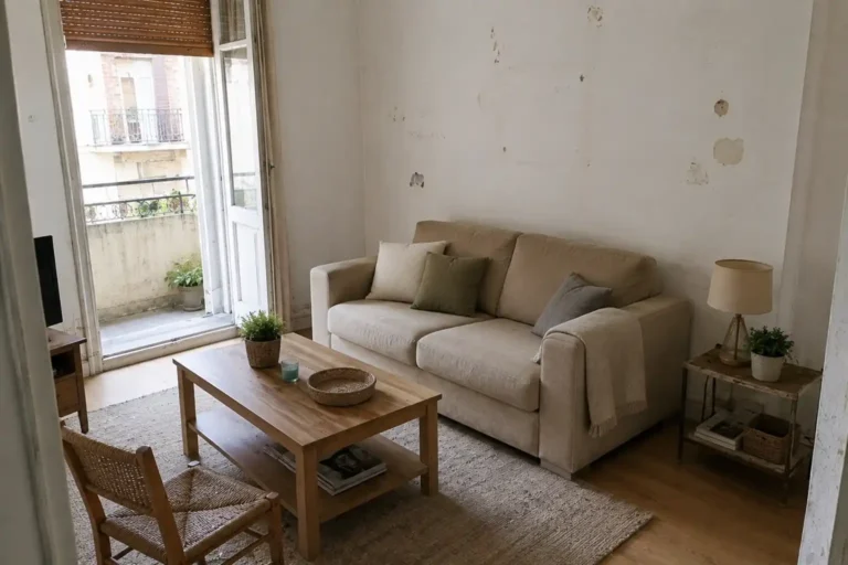 Nuevas ayudas por okupación en Valencia. Vista de una vivienda con desperfectos en el salón.