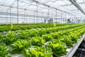 Cultivo de lechugas en invernadero para producir proteínas destinadas a la carne vegetal