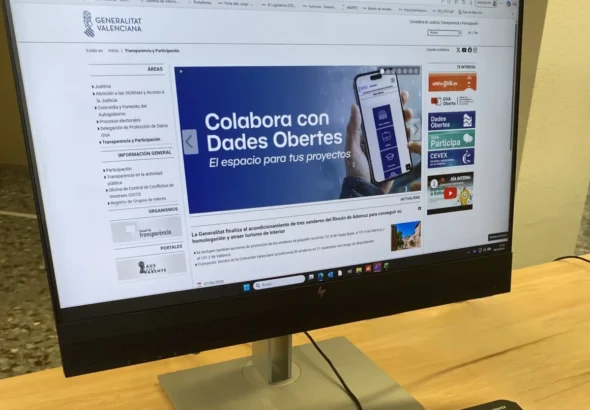 Dades obertes, pantalla del portal de la Generalitat Valenciana con el espacio Colabora