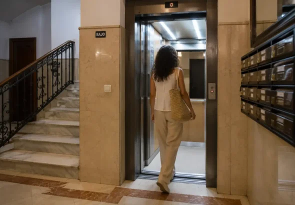 La DANA de Valencia dejó los ascensores invencible. Ahora la Comunitat ofrece ayudas para dejarlos nuevos. La imagen muestra la recreación digital de uno de los ascensores renovados.