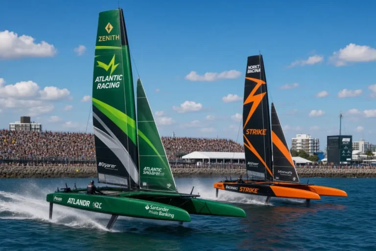 Competición deportiva en Valencia de vela con dos barcos sobre el agua