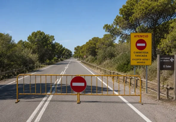 El eclipse solar cortará carreteras en Valencia y aumentará la vigilancia con efectivos. La imagen muestra la CV 500 cortada. Recreación digital.