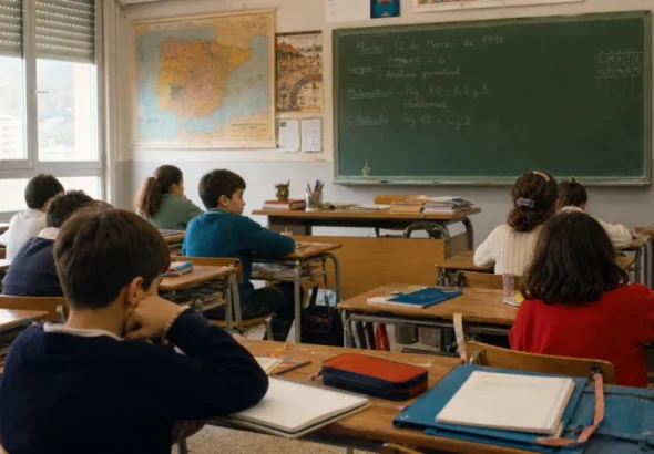 Yo fui a EGB en una recreación de un aula española de los años 80 y 90