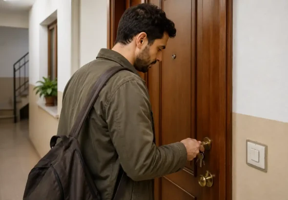 La hipoteca en España se encarece mientras las ventas se mantienen con un ligero descenso. El chico está entrando a su nueva vivienda.