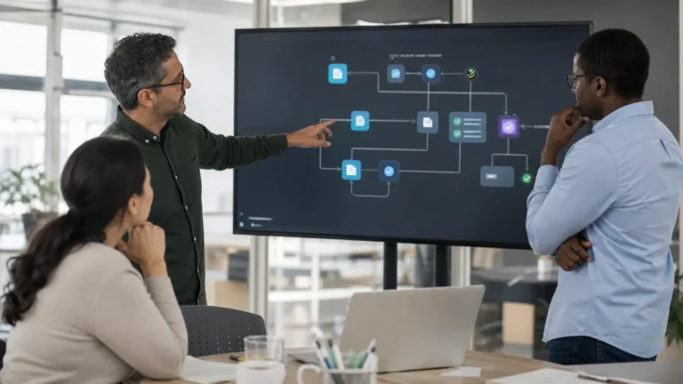 IA empresarial aplicada por un equipo a flujos de trabajo conectados