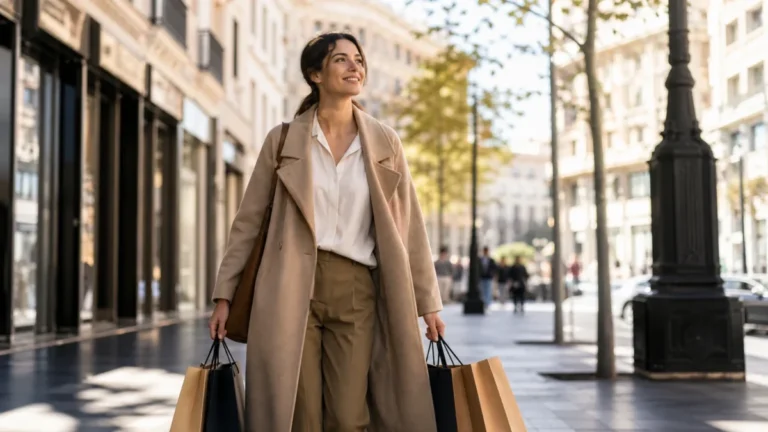 Madrid impulsa el turismo de compras con una visitante que sostiene bolsas sin marcas