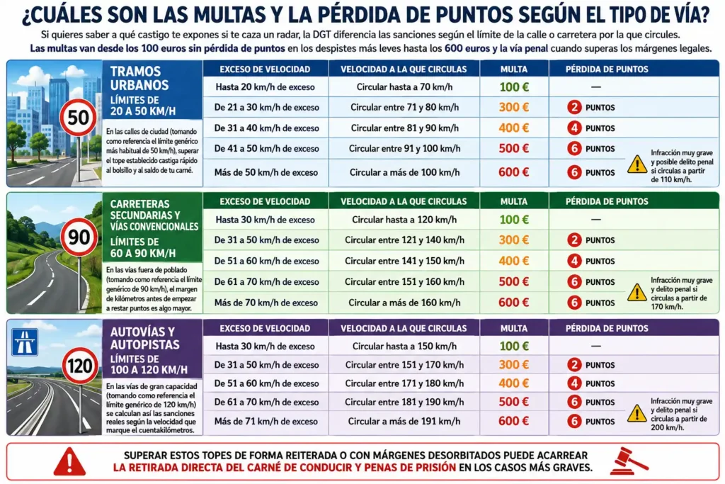 Ojo si coges la carretera este verano: la DGT estrena radares y no va a pasar ni una Multa por exceso de velocidad de la DGT: tabla con las sanciones económicas, pérdida de puntos y velocidades en ciudad, carreteras secundarias y autovías.