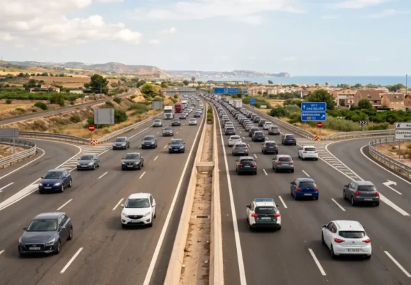 Recreación del tráfico en el puente del 15 de agosto