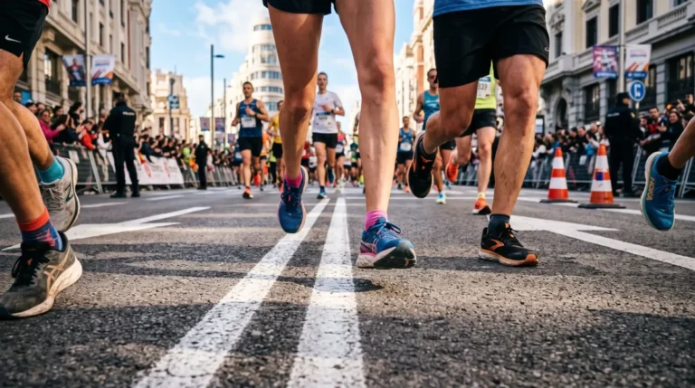 Corredores en Madrid en la carrera del domingo en la Gran Vía