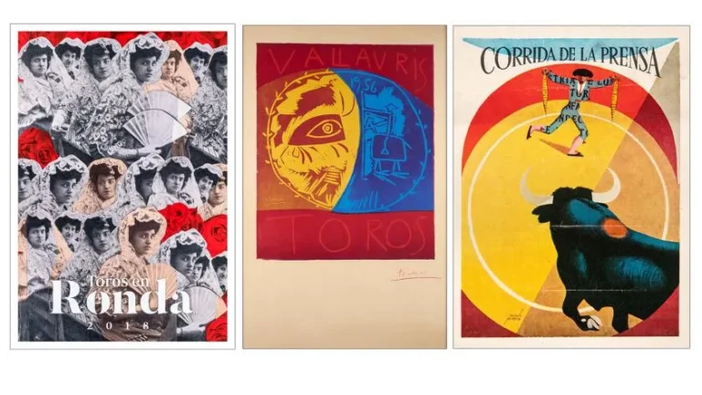Carteles taurinos de la exposición con diseños históricos y contemporáneos