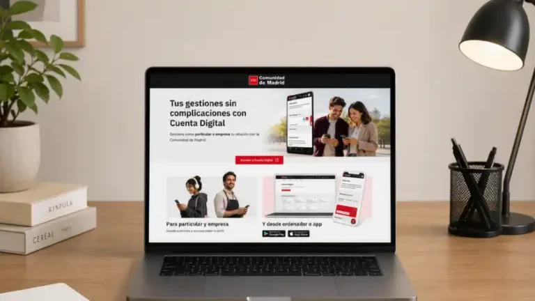 Cuenta Digital de la Comunidad de Madrid en un ordenador portátil