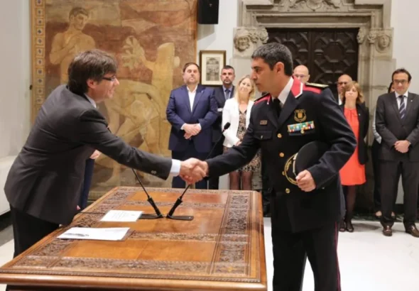 Josep Lluís Trapero durante una toma de posesión en 2017