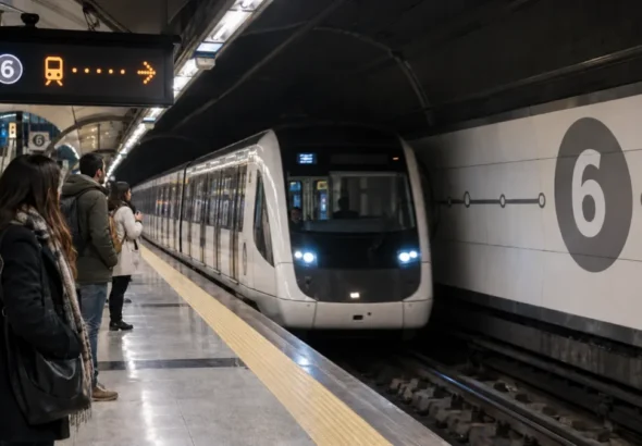 Línea 6 de Metro durante un servicio nocturno de fin de semana