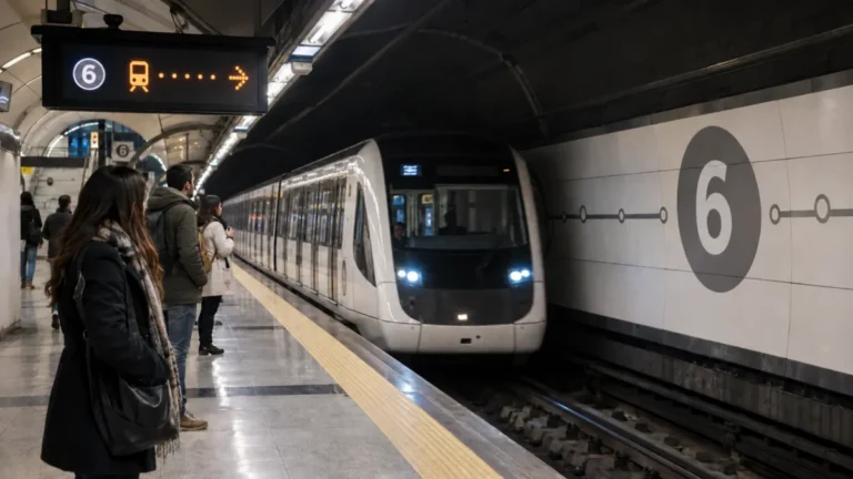 Línea 6 de Metro durante un servicio nocturno de fin de semana