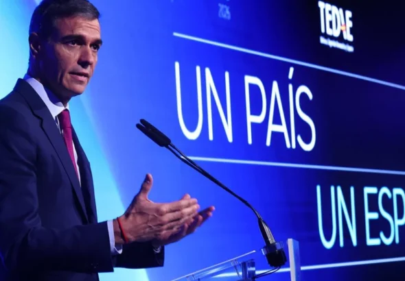 Pedro Sánchez durante una intervención pública en Madrid