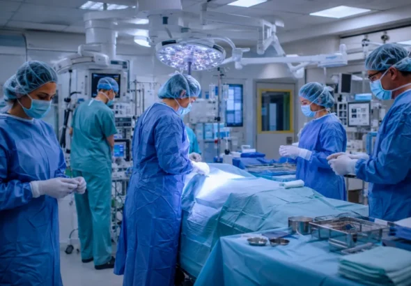 Equipo sanitario durante una intervención de trasplante