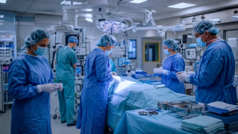 Equipo sanitario durante una intervención de trasplante